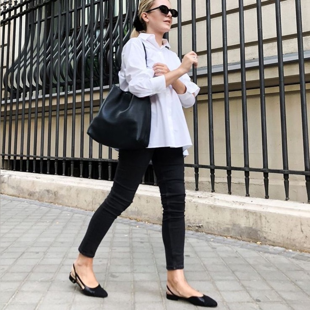 Goatskin Grosgrain Cap Toe CC Slingback Ballerina Flats in Black FR 38 / US 7 - Picture 2 of 15